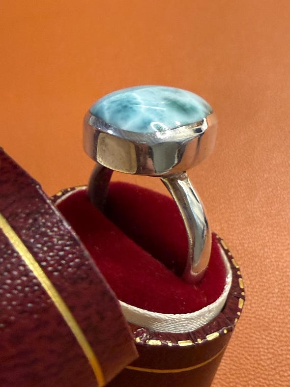 Larimar Sterling Silver Statement Ring Size 7 - image 12