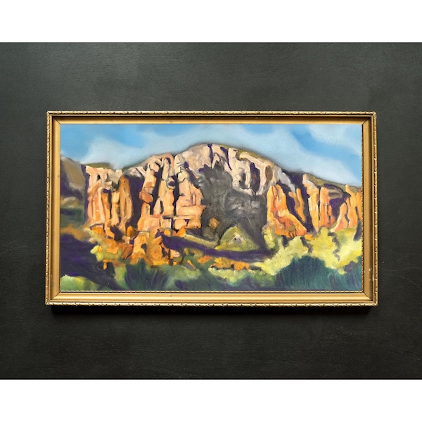 Original Landscape, "Landscape" Pan Pastel painting near Taos, New Mexico, small affordable work