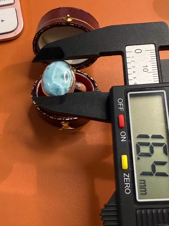 Larimar Sterling Silver Statement Ring Size 7 - image 6