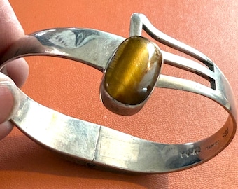 Vintage Mexico Taxco Sterling Silver 925 Brass Buckle Bracelet 7.5