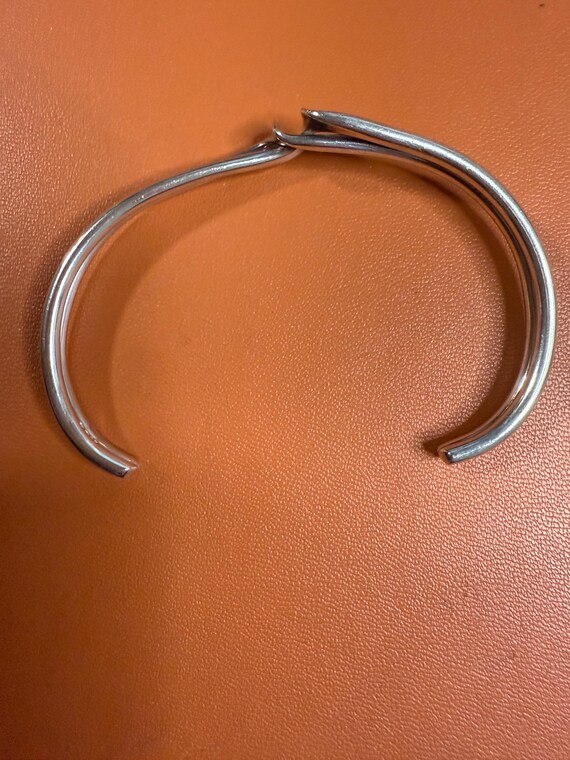 Heavy Sterling Silver Double Wave Open Twist Cuff… - image 4