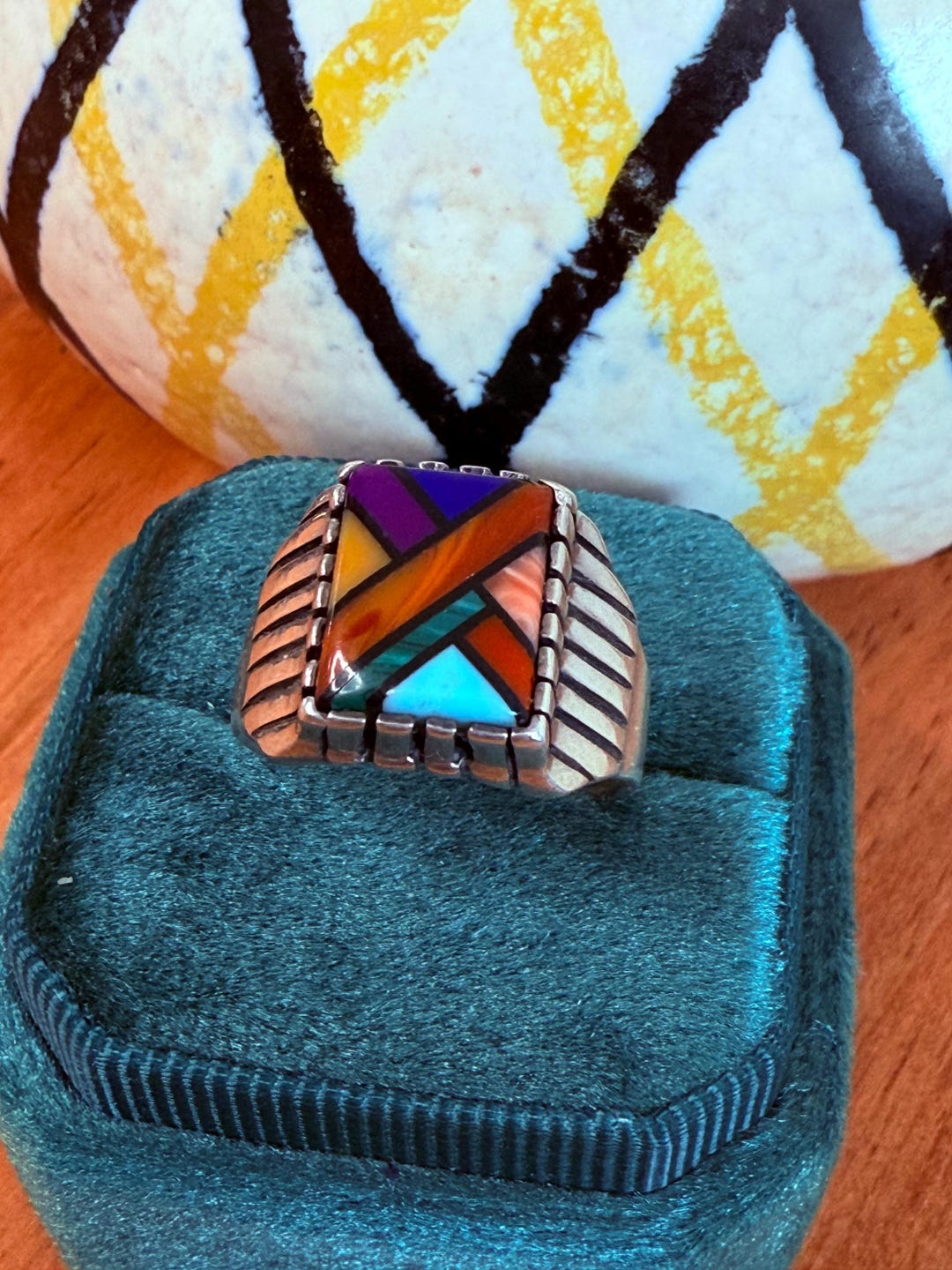 Navajo Signed Joe Wilcox Sterling Silvermulti Stone Inlaid Ring Sz 8 - Etsy