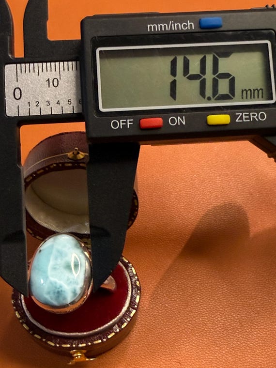Larimar Sterling Silver Statement Ring Size 7 - image 7