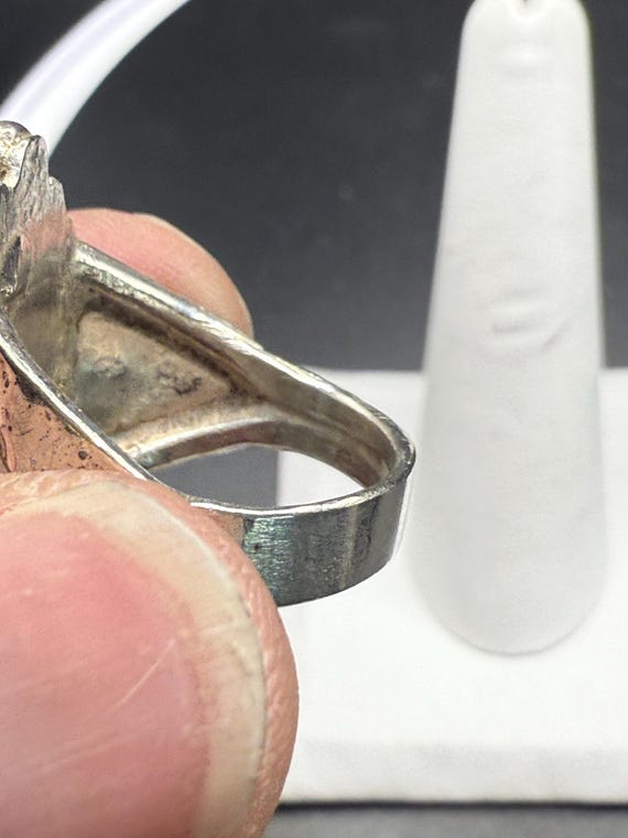 Sterling Silver Agate Statement Ring: Ornate Fili… - image 5