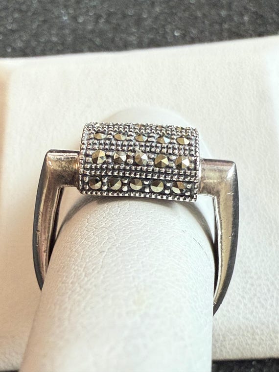 Mark Wasserman Geometric Sterling Silver Marcasite Ring Size 7
