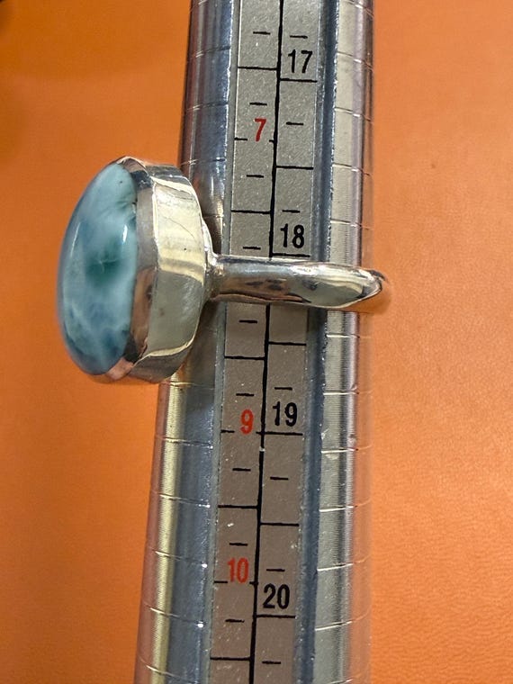 Larimar Sterling Silver Statement Ring Size 7 - image 9