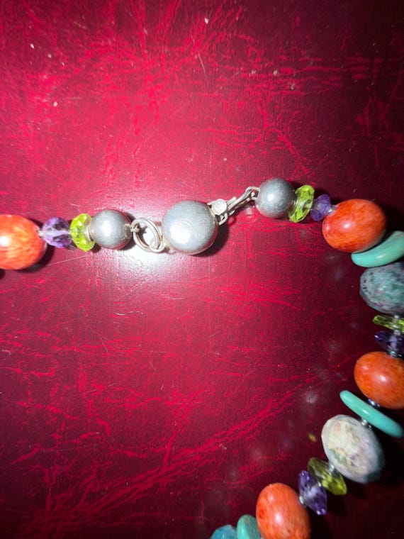 Boho Gemstone Statement Necklace: Fossil Coral, T… - image 5