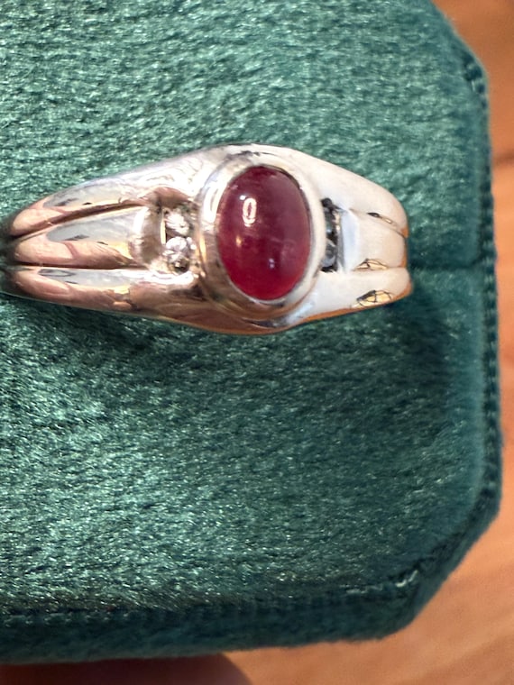 Sterling Silver Ruby and Diamond Accent Ring Size… - image 1