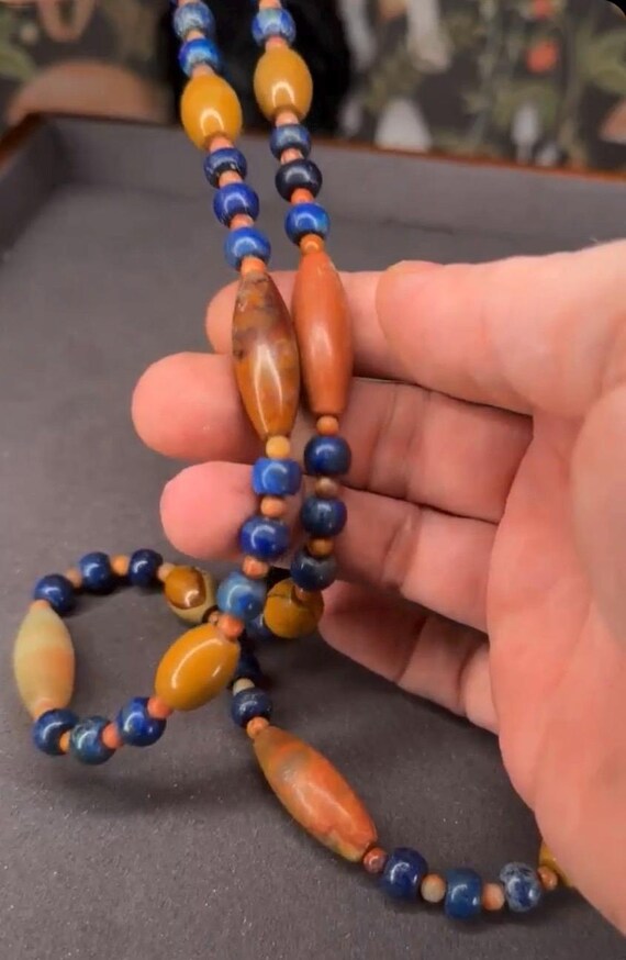 Antique Lapis Lazuli, Carnelian and Agate Necklac… - image 2