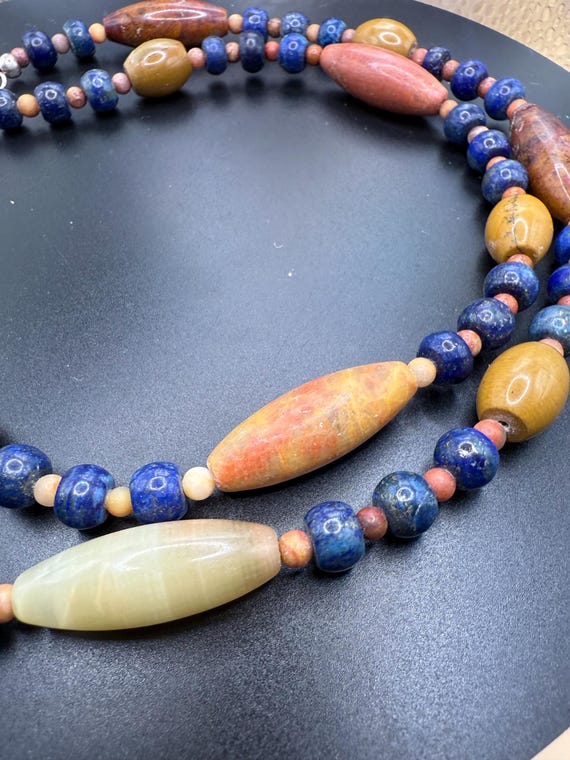 Antique Lapis Lazuli, Carnelian and Agate Necklac… - image 7