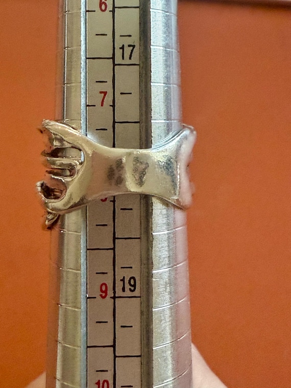 Chunky Silver Textured Wrap Ring-Brutalist Design… - image 10