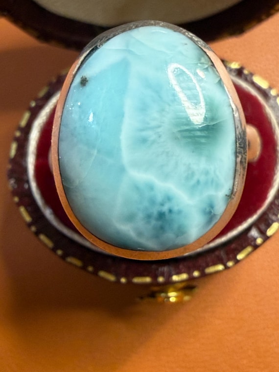 Larimar Sterling Silver Statement Ring Size 7 - image 16