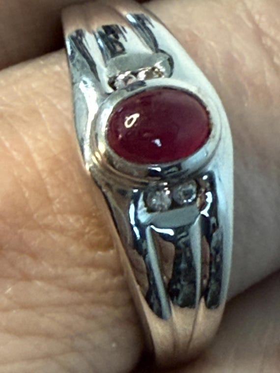 Sterling Silver Ruby and Diamond Accent Ring Size… - image 4