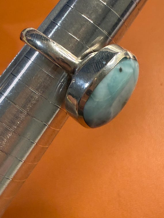 Larimar Sterling Silver Statement Ring Size 7 - image 14
