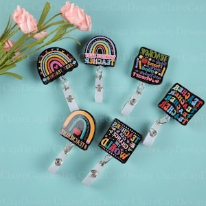 Dérouleur de badges d'enseignant pour clés ou cordon, Porte-badge rétractable pour carte d'identité, Porte-cartes triple, Cadeau pour enseignant