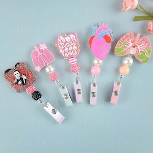 Anatomical Lung Retractable Badge Reel, Respiratory, Thoracic surgeon, RT, Pulmonary Function Badge Reel, Interchangeable ID Badge Holder