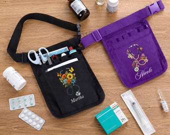 Custom Heat Press Nurse Utility Waist Pack Oxford Fabric Multi-Pocket Tool Pouch for Elderly Care Organizer with Dividers