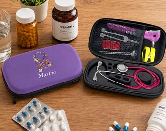 Personalized Stethoscope Case, EVA Hard Shell Medical Carrying Bag, Portable Fetal Doppler Storage Organizer