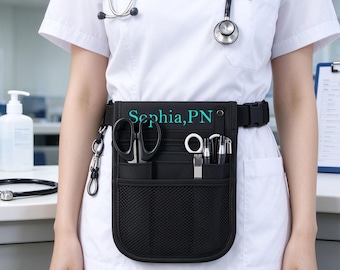 Personalized Nurse Tool Pouch, Custom Printed Oxford Cloth Work Organizer, Multi-Function Medical Pocket Bag, Nursing Gift