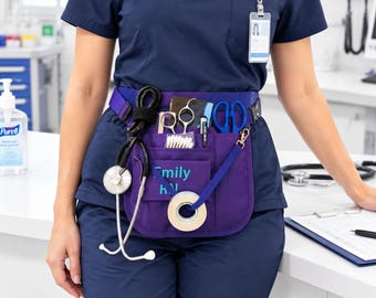 Personalized Nurse Waist Bag, Custom Printed Polyester Tool Organizer, Pet Grooming & Medical Work Pouch, Multi-Purpose Utility Bag