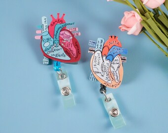 Anatomical Heart Badge Reel, Retractable Badge Reel, Badge Holder, Cardiology, Cardiologist, Cardiac Nurse, Organ, ICU Nurse, RN, MRI Safe