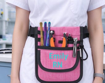 Personalized Nurse Utility Bag, Custom Printed Oxford Cloth Waist Bag, Mini Crossbody Medical Tool Pouch, Multi Purpose Work Organizer Gift