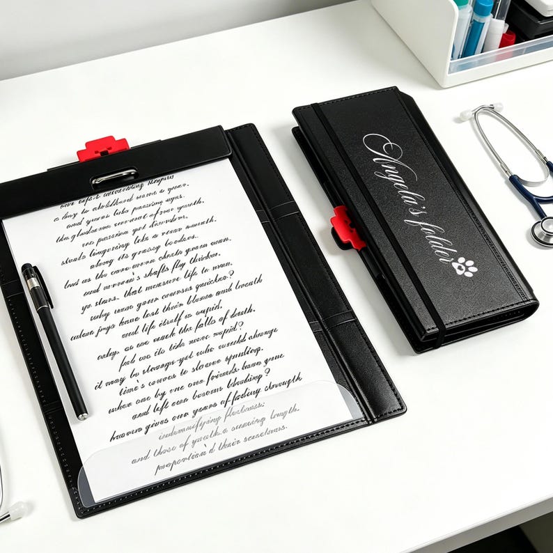 Custom Heat Press Tri‑Fold Nurse Clipboard PP Plastic Letter Size Folding Board for Medical Notes Personalized Nursing Gift bild 2