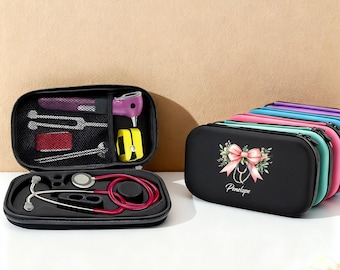Personalized EVA Stethoscope Case – Portable Hard Shell Medical Storage Bag, Oxford Fabric Doppler Protector, Custom Heat-Printed Text