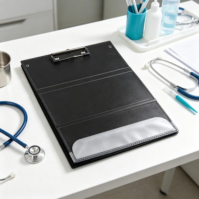Custom Heat Press Tri‑Fold Nurse Clipboard PP Plastic Letter Size Folding Board for Medical Notes Personalized Nursing Gift bild 4