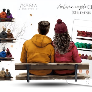 Paar Clipart | Digitale Clipart Paar Herbst Winter | Romantische Clipart | DIY-Projekte | Hochzeit Jubiläum | Couple Bild