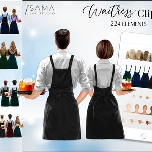 Ober Clipart instant download PNG⎪Serveerster Clip art⎪Planner Clipart⎪Print on demand art⎪Keuken/Restaurant Image⎪Profession Clipart
