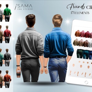 Homme meilleur ami Clipart ⎪Brother Clipart⎪Friendship Clipart⎪Family Clipart⎪Male Clipart⎪Men Clipart⎪Friends clipart