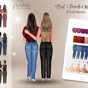 Clipart Digital Namoradas Personalizáveis | Ilustração de corpo inteiro | Projetos DIY | Arquivo PNG de alta resolução | Imprimir sob demanda