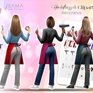 Coiffeur/maquilleur/créateur d'ongles Clipart ⎪ Image d'esthéticienne ⎪Salon Clip arts personnalisé ⎪Impression à la demande ⎪Profession Clipart
