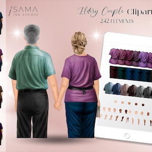 Clipart digital Casal idoso | Vovó, Vovô, Pais, Idosos | Design para pôsteres, canecas, telas e muito mais | arquivo PNG