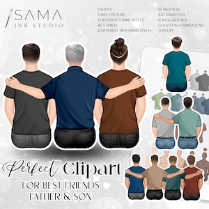 Vater & Sohn Clipart, Familie Clipart, Männer Clipart, Geschenk für Papa, Personalisiertes Papa und Kind Bild, Beste Freunde Clipart, Bruder