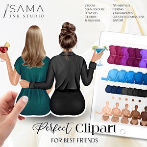 Beste Freundin Clipart | Freundinnen Bild | DIY & Print-on-Demand Digitale Datei | Hochauflösende PNG Datei