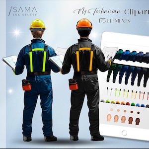 Clipart de Homem⎪Clipart de Profissão⎪Técnico, trabalhador da construção civil, operário, construtor de casas,..Clipart⎪Clipart para impressão sob demanda⎪Download instantâneo⎪Clipart de Projeto DIY