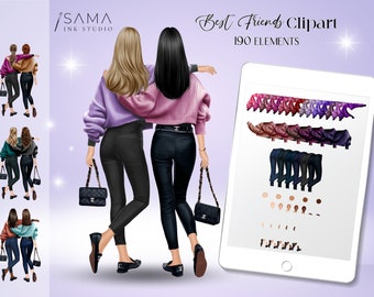 Friends Clipart, Best Friends art, Girlfriends picture, Print on demand, Sublimation, Custom Bff, DIY Illustration, Soul Sister Clip Art Design