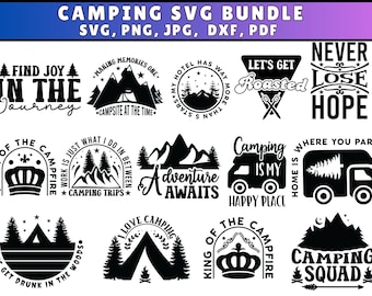 CAMPING SVG Bundle, CAMPING Clipart, Camping Svg cut files for Cricut, Camp Life Svg, Camper Svg, Happy Camper Svg, Camping Plotterdatei Svg