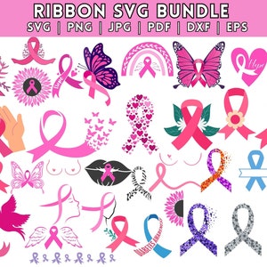 Awareness Ribbon Svg, Ribbon Vector, Cancer Awareness Ribbon Png, Pink Cancer Ribbon Svg, Breast Cancer Svg, Awareness Ribbon Svg Bundle
