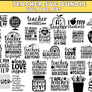 Teacher SVG Bundle, Teacher SVG, School SVG, Teach Svg, Back to School svg, Teacher Gift svg, Teacher Shirt svg, Cut Files for Cricut