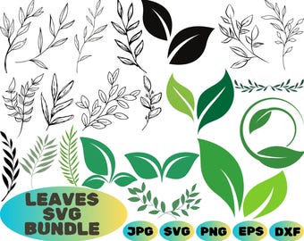 Hand Drawn Leaves SVG Bundle: Wreath Cut Files (Digital Download)