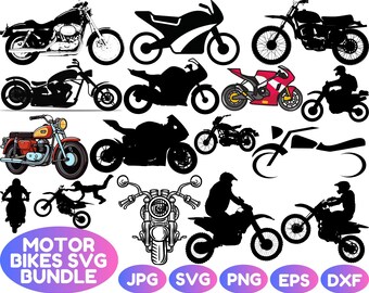Motorcycle SVG Bundle: Biker Clipart, Helmet Decal (Digital Files)