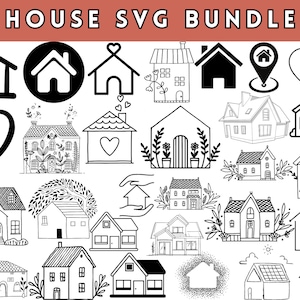 Puede incluir: Un conjunto de 25 archivos de corte SVG de casas en blanco y negro. Las casas son de varios estilos, incluyendo tradicional, moderno y caprichoso. Los archivos SVG se pueden usar para crear decoración del hogar personalizada, tarjetas de felicitación y otras manualidades.