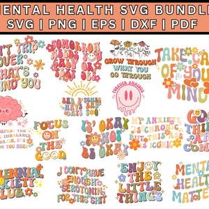 Mental Health SVG Bundle, mega svg bundle, Inspirational svg, Positive SVG, Motivational SVG, Mental Health Awareness, Cut Files for Cricut