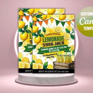 Editable Lemonade Stand Signage Template | Lemonade stand poster | Printable summer fundraiser flyer | Canva Template | Instant Download