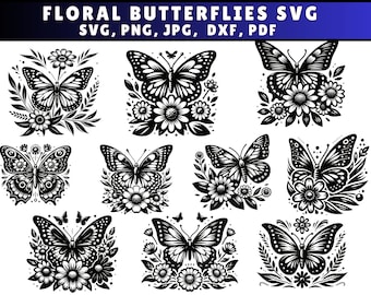 Floral Butterfly SVG: Flower Butterfly Cutting File (Digital Download)