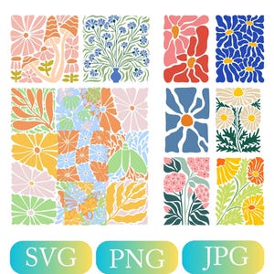 Abstract flower svg and png bundle, danish flower svg, retro flower svg, boho flower svg, floral png, boho floral png svg, groovy flower svg