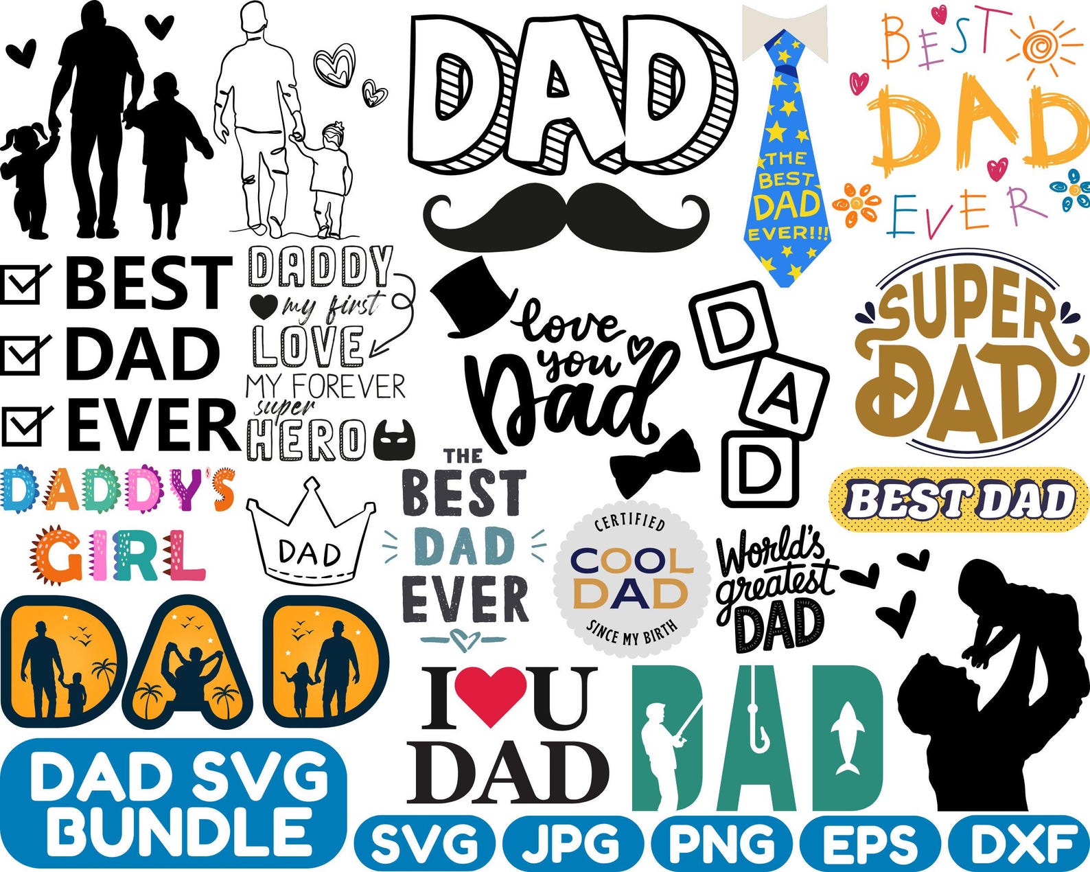 Father's Day SVG Bundle: Dad, Papa, Grandpa Designs (digital Download